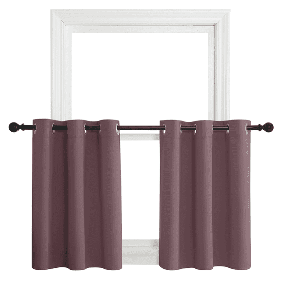 NICETOWN Short Blackout Curtains for Small Windows, Thermal Insulated Room Darkening Grommet Drapes, Light Blocking Privacy Shades for Kitchen Bathroom Laundry, Dusty Rose, 34"x24",2 Panels