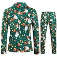 thumbnail image 5 of Men Long Sleeve Casual Button Christmas Printed Suit Jacket Two piece Set Holiday Festive Theme Funny Suits, 5 of 7