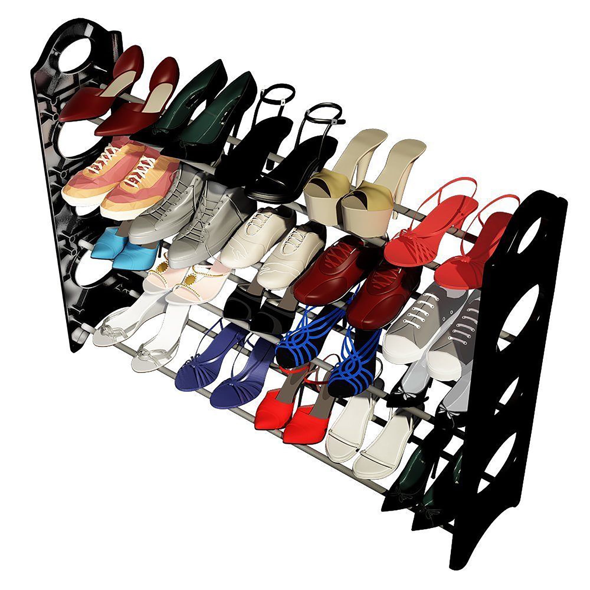 Lowestbest 4-Tier 20 Pairs Shoe Racks, Iron and PP, Black and White Lowestbest 4-Tier 20 Pairs Shoe Racks, Iron and PP, Black and White