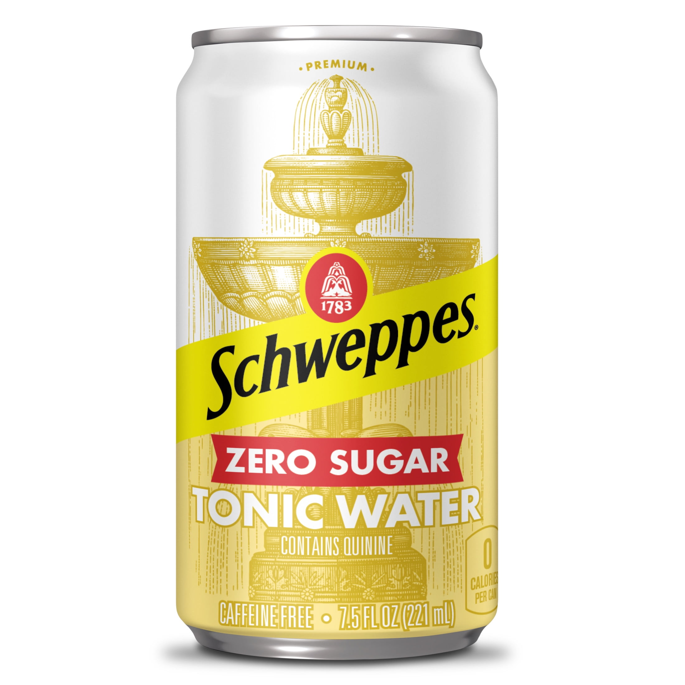 Schweppes Caffeine Free Zero Sugar Tonic Water, 7.5 fl oz, 6 Pack Cans