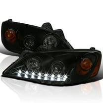 Spec-D Tuning Black Smoke Projector Headlights w/LEDs Compatible with 2005-2010 Pontiac G6, Left   Right Pair Headlamps Assembly