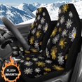 thumbnail image 2 of Uorisanigo Car Seat Cover, Soft Comfy Front Seat Cover, Universal Fit for SUV Truck Sedan Most Vehicles, Set of 2, Easy-Install Summer & Winter, Yellow and White Daisy Print, 2 of 7