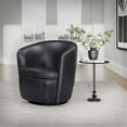 thumbnail image 3 of Pemberly Row Vintage Onyx Italian Leather Swivel Club Chair 2 Pack, 3 of 11