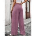 thumbnail image 4 of FUNUONY Wide Leg Pants for Women High Waisted Palazzo Pants Work Casual Flowy Loose Trousers with Pockets Women's Solid Color Ribbed Brushed Elastic Waist Casual Pants Purple S, 4 of 9