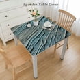 thumbnail image 2 of BANET  Beach Wooden Square Tablecloth with Elastic Edge,Summer Teal Turquoise Fitted Table Cloth Waterproof Wipeable Square Table Cover for Dining Kitchen Party Indoor Outdoor Patio Table, 2 of 7