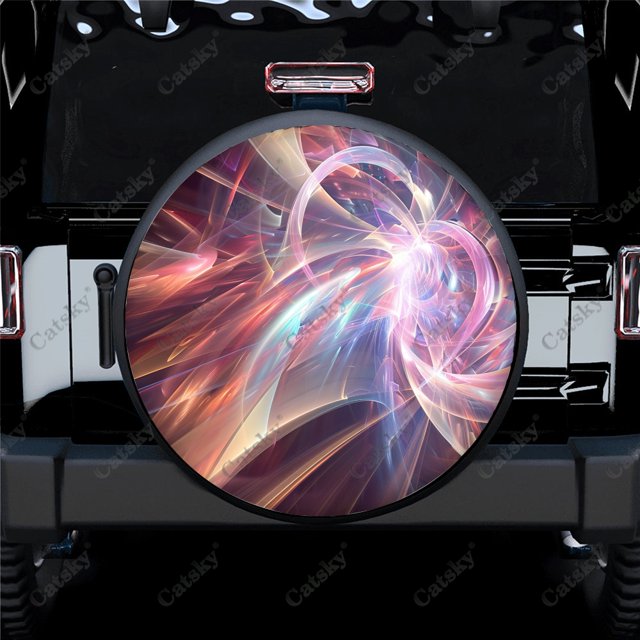 Abstract Digital Design Polyester Universal Spare Wheel Tire Cover Custom Tire-Covers for Trailer RV SUV Truck Camper