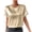 Gold, variant on Women's Short Sleeve Satin Blouses Casual Loose Crewneck Silk Shirts Roll Up Sleeve Tunic Tops