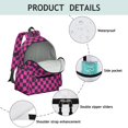 thumbnail image 4 of Pink and Black Checkered Pattern Backpack for School, Cute School Bag with Adjustable Shoulder Straps and Padded Back, 13.4"x11"x4.7", 4 of 5
