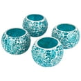 thumbnail image 3 of Koyal Wholesale Aqua Blue Round Glass Mosaic Votive Candle Holder Set of 4 for Table Centerpiece, Home Décor, 3 of 5