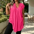 thumbnail image 2 of AKOEE Plus Size Tank Tops Womens Sleeveless Loose Fit One-button V Neck Tunics Solid Casual Summer Blouses (2XL, Hot Pink), 2 of 7