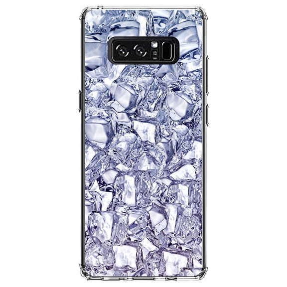 DistinctInk Clear Shockproof Hybrid Case for Samsung Galaxy Note 8 - TPU Bumper, Acrylic Back, Tempered Glass Screen Protector - Crystal Clear Ice Image Print