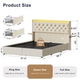 thumbnail image 3 of GUNAITO Cadre de Lit Format Grand avec 4 Tiroirs de Rangement, Lit Rembourré en Velours avec DEL et Ports USB, Tête de Lit Moderne à Ailes avec Tablette de Rangement de Chevet, Beige, 3 of 10
