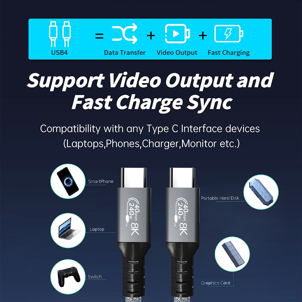EUDOBEL USB 4 Thunderbolt 4 Kabel 2m – 40Gbps, 8K@60Hz, 240W PD3.1, Für MacBook, Monitor, SSD