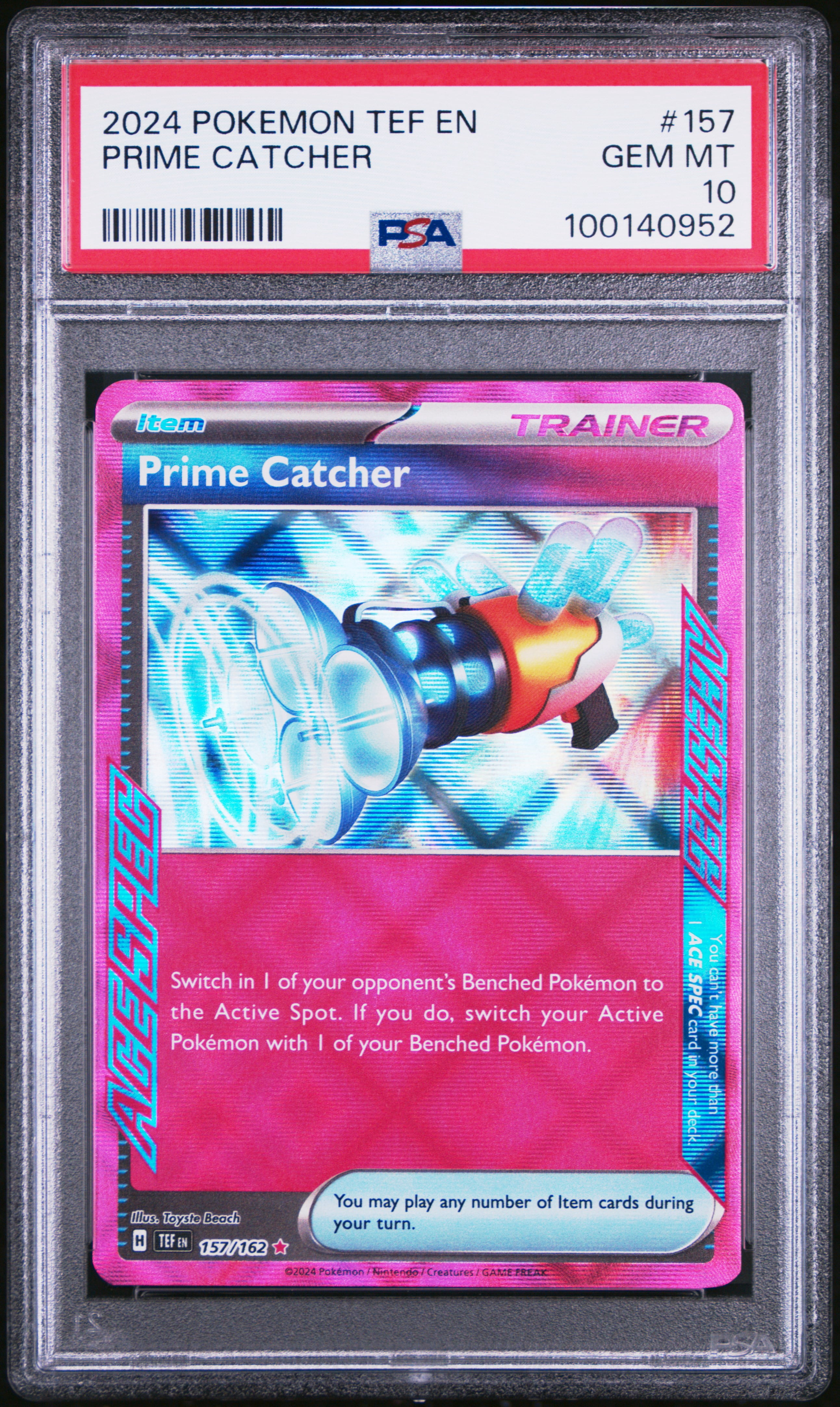 2024 Pokemon Tef EN-Temporal Forces Prime Catcher Foil Trainer Card PSA 10 #157