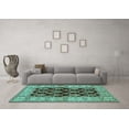 thumbnail image 3 of Ahgly Company Indoor Round Oriental Turquoise Blue Industrial Area Rugs, 7' Round, 3 of 4