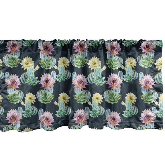 Ambesonne Cactus Window Valance, Foliage Watercolor Style, 54" X 18", Multicolor