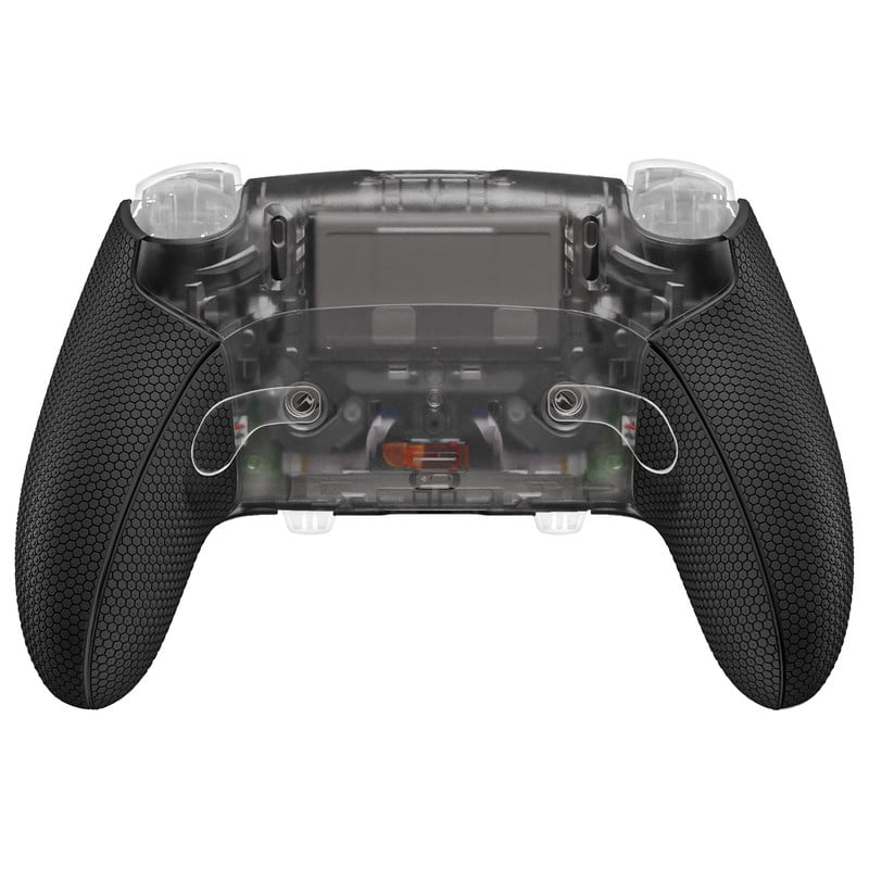 eXtremeRate Beyond-ARC Shell Kit for PS5 Edge Controller - Rubberized Grip Front & Back Cover (Clear & Black)