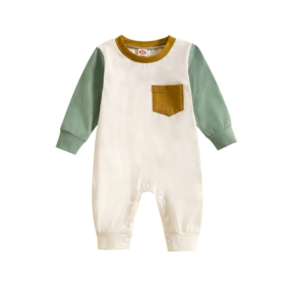 Staki Cotton Jumpsuit Boy Fall Winter Outfits Baby Boy Soft Cotton Romper Little Boy Jumpsuit(Green,6-12 Months)