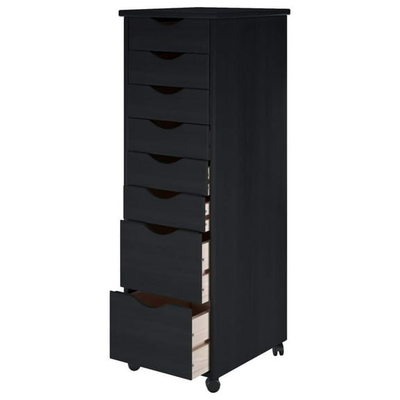 Jela Original Roll Cart, Solid Wood, 6 2 Drawer Narrow Drawers Roll Carts, Black