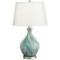 thumbnail image 2 of 360 Lighting Coastal Accent Table Lamp with Table Top Dimmer 22" High Blue Gray Glazed Glass White Fabric Tapered Drum for Bedroom (Color May Vary), 2 of 9