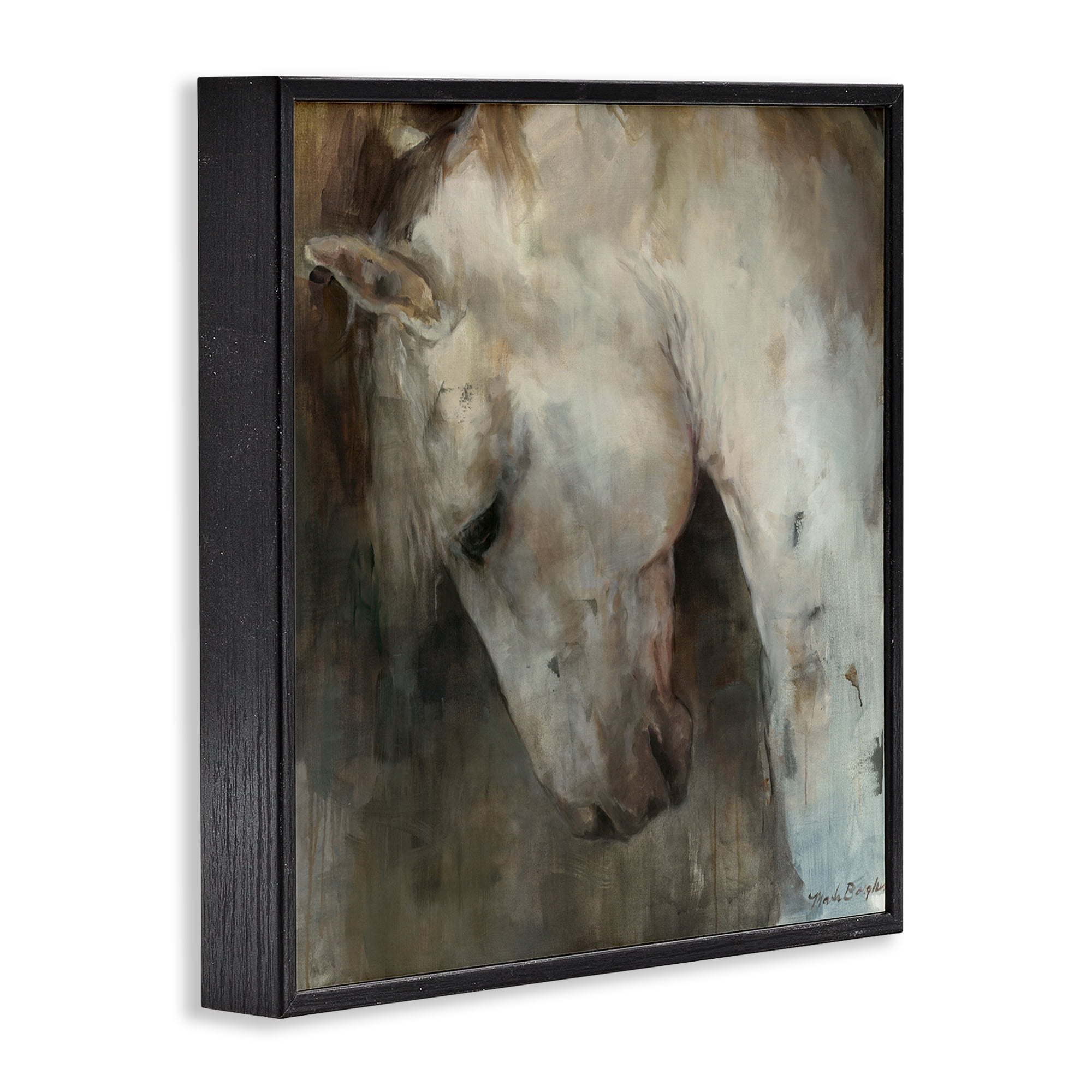 Stupell Industries Rustic Horse Portrait Animals & Insects Painting Black Framed Art Print Wall Art, 17 x 17