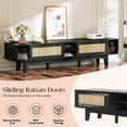 thumbnail image 4 of GetYes Rattan TV Stand for up to 65 inch TV with Sliding Doors for Living Room, 59 inch, Black, 4 of 8