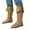 Khaki, variant on Womens Knee High Boots Flat Low Heel Pointed Toe Fashion Leather Fold Over Riding Booties