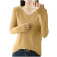 thumbnail image 2 of Zedker Women's Sweater Long Sleeeve Pullover Sweater Soft Lightweight Knit Tops 2025,Plus Size Yellow S, 2 of 6