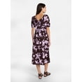 thumbnail image 4 of Time and Tru Women's and Women's Plus Cotton Back Tie Midi Dress with Short Puff Sleeves, Sizes XS-4X, 4 of 4