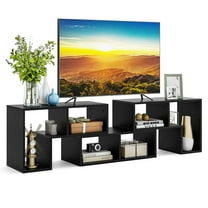 Costway 3 PCS TV Stand for TV's up To 65" Console Entertainment Center Bookcase Shelves Black Wood