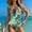 001Blue, variant on Generic One Piece Swimsuits for Women Tummy Control Tropical Print Ruched Bathing Suit Square Neck High Cut Swimwear