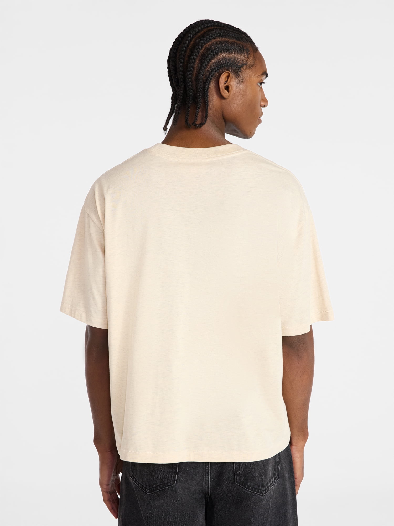 No Boundaries Cotton Oversized Cropped Tee with Short Sleeves, Men's and Big Men's XS-5XL