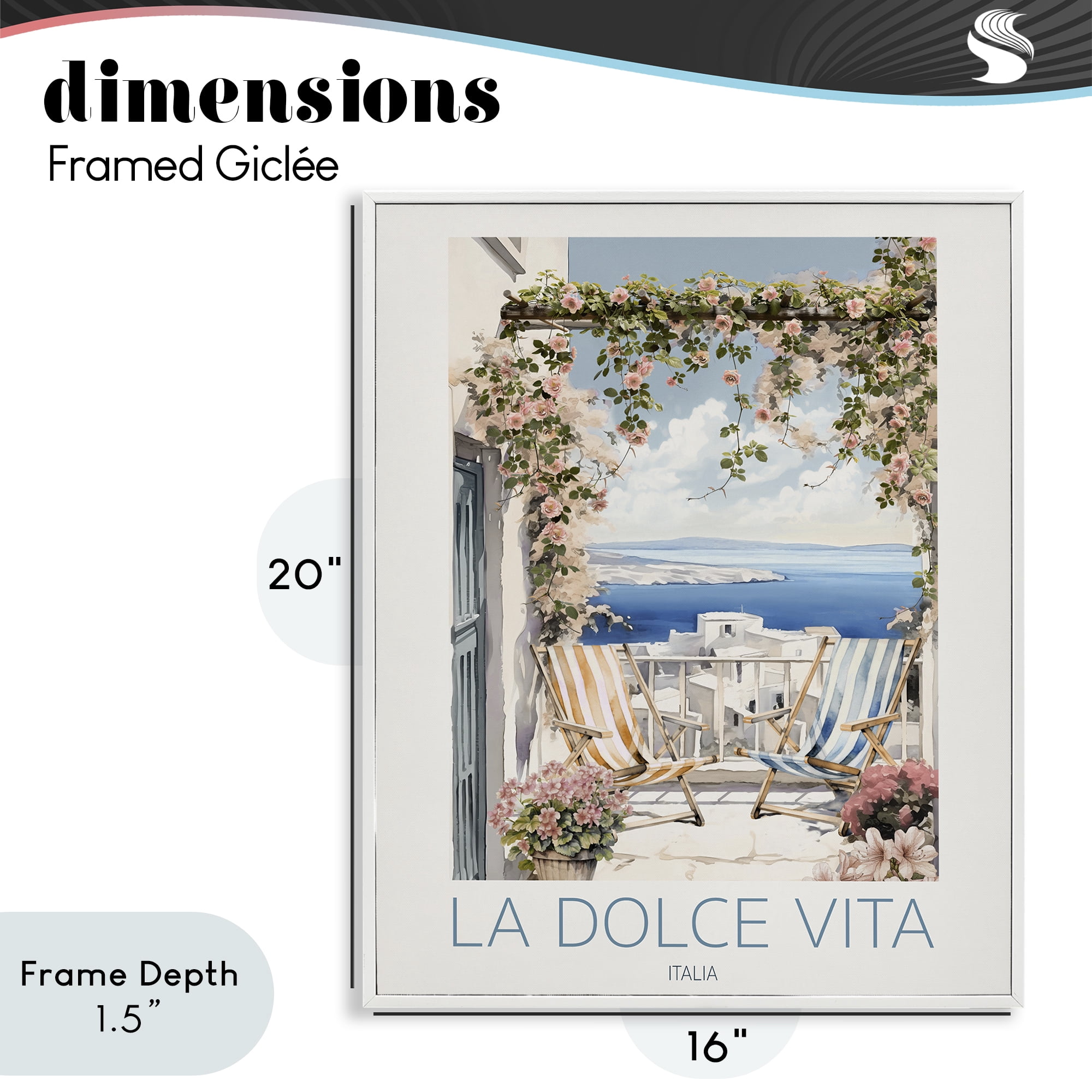 Stupell Industries Coastal Italian Balcony View White Framed Giclee Art, design by CAD Designs