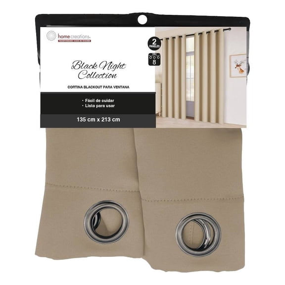 Set 2 Cortinas Home Creations Blackout color Beige