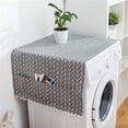 thumbnail image 1 of Washing Machine Cover Front Load Zippered Cotton Beige with White Hearts Pattern Dust & Sun Protection Side Pockets Included Home Decor, 1 of 1