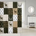 thumbnail image 2 of Manfei Rustic Elk Shower Curtain 72Wx72L, Vintage Farmhouse Camo Plaid Bathroom Curtain, White Tan, 2 of 5