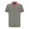thumbnail image 5 of Elvqul Mens Short Sleeve Shirts Plaid Big and Tall Collared Dark Gray T-Shirts Polo Holiday Polo Shirts, 5 of 5