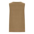 thumbnail image 5 of Cotton Linen Tank Tops for Women, Solid Color Crewneck Pleated Front Sleeveless, Plus Size Summer Shirts with Side Slit Sleeveless Strappy Tank Khaki L, 5 of 5