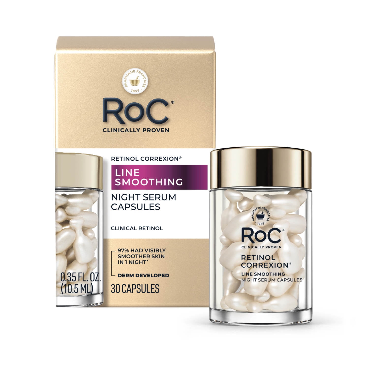 RoC Retinol Correxion Capsules, Anti-Aging Night Serum, Anti-Wrinkle Treatment, 30 Ct