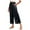 Black, variant on Cotton Linen Embroidered Capri Pants for Women Casual Elastic Waist Drawstring Wide Leg Pant Summer Cropped Trousers