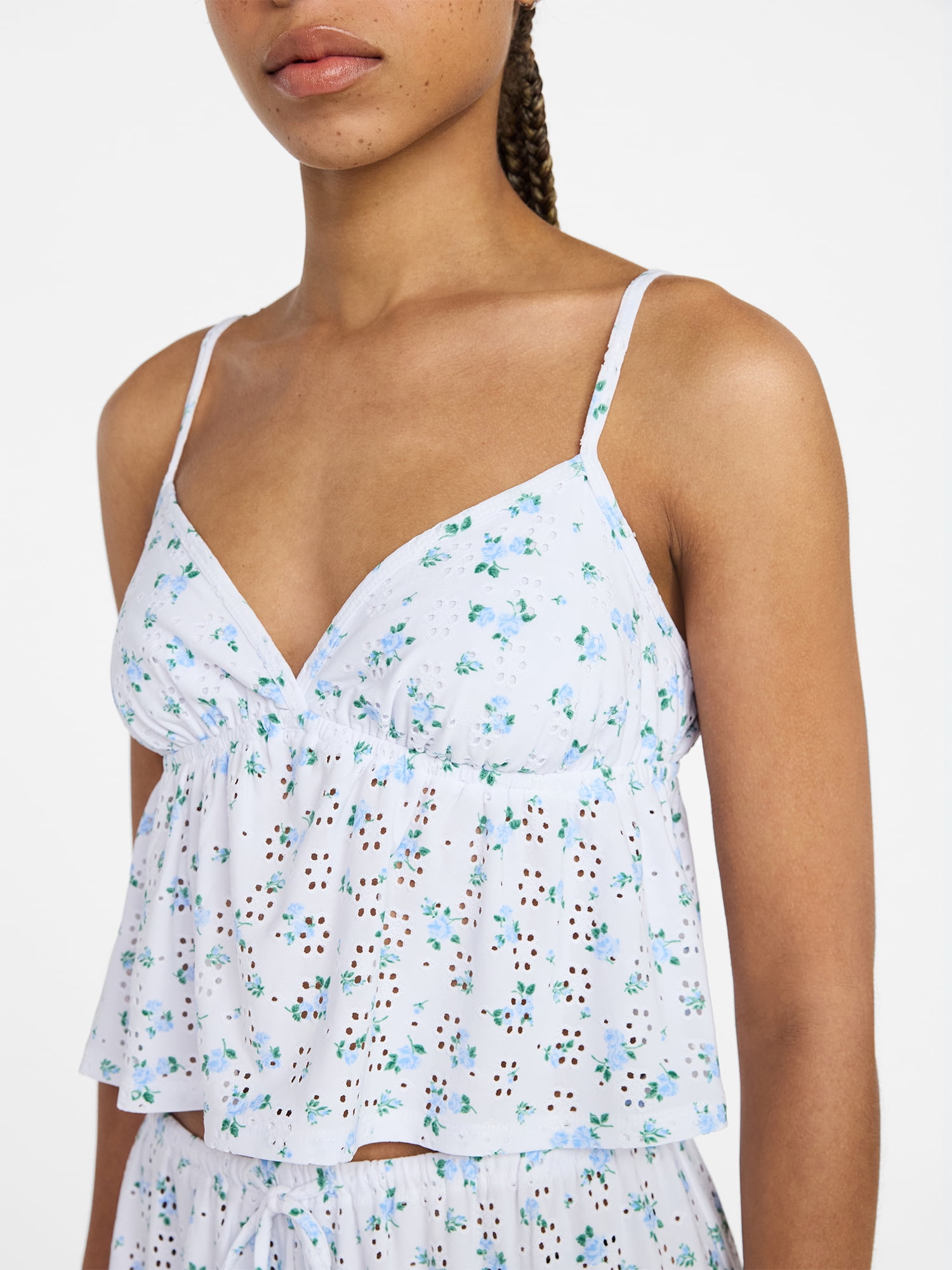 No Boundaries Eyelet Cami and Pants Sleep Set, 2-Piece, Women's XS-XXL