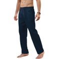 thumbnail image 2 of Innerwin Bottoms Solid Color Men Pants Outdoor Elastic Waist Loose Trousers Navy Blue M, 2 of 7