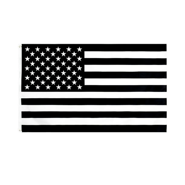 KAKOWELY 1 bandera estadounidense en blanco y negro, bandera estadounidense creativa para exteriores (rayas)