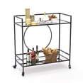 thumbnail image 6 of ABBSR 32in. Black Metal Bar Cart,Morden Mobile Kitchen Serving Carts,Storage Shelves for Home,Party, 6 of 8