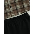 thumbnail image 6 of Toddler Boys Fall Outfits Plaid Long Sleeve Hoodies Shirts and Elastic Waist Long Pants Set, 6 of 8