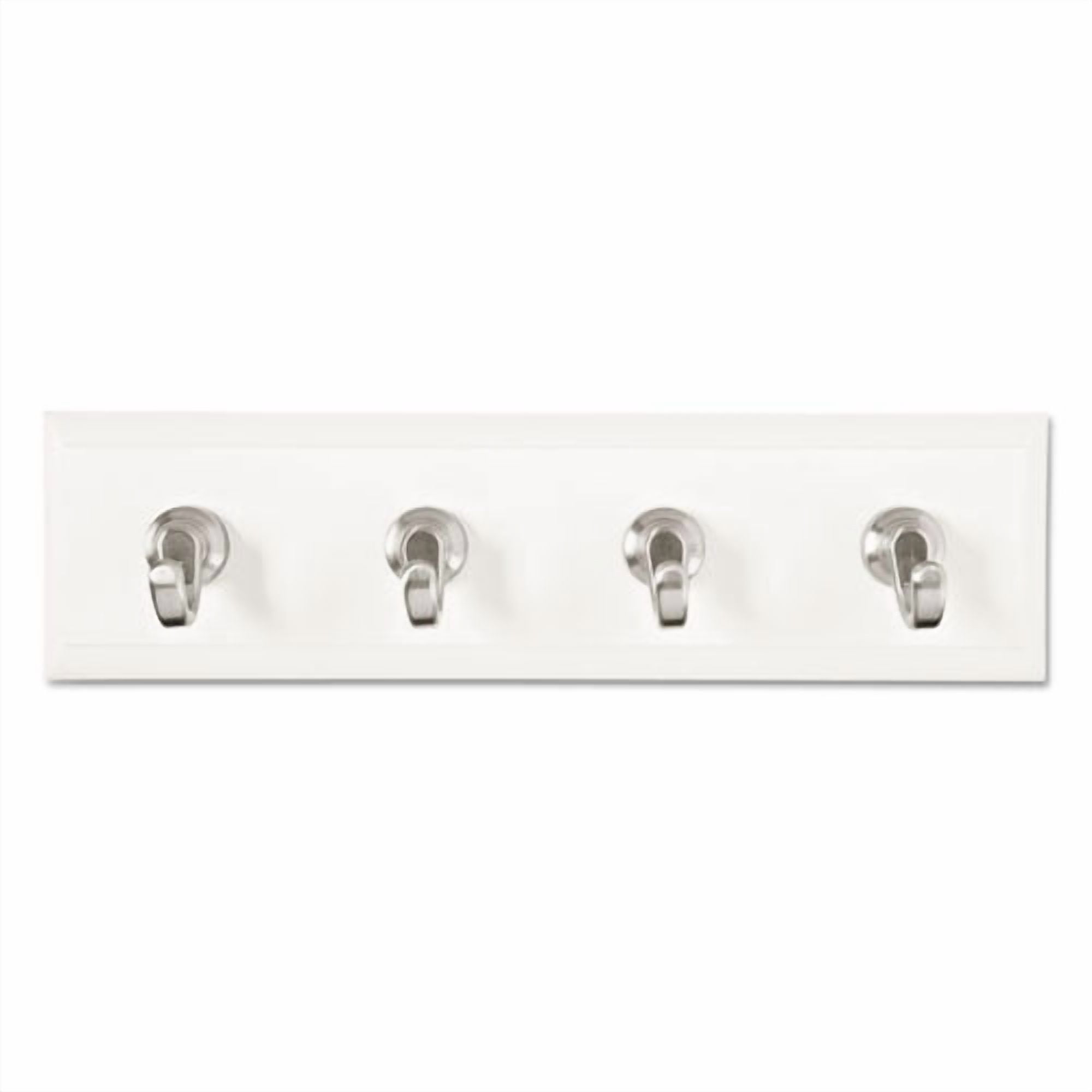 Decorative Key Rail, 8w X 1 1/2d X 2 1/8h White/silver, 4 Hooks/pack | Bundle of 2 Packs