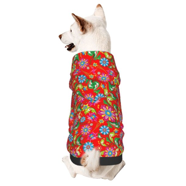 Fotbe Vector Mexican Otomi Style Bright Sudadera con Estampado para Perros Pequeños – Suéter con Capucha para Mascotas, Tela Suave de Forro Polar con Bolsillo-Medium