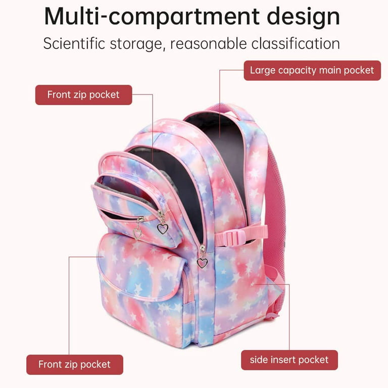 Under One Sky Pink & Black Print Four Zipper Compartments Backpack Purse