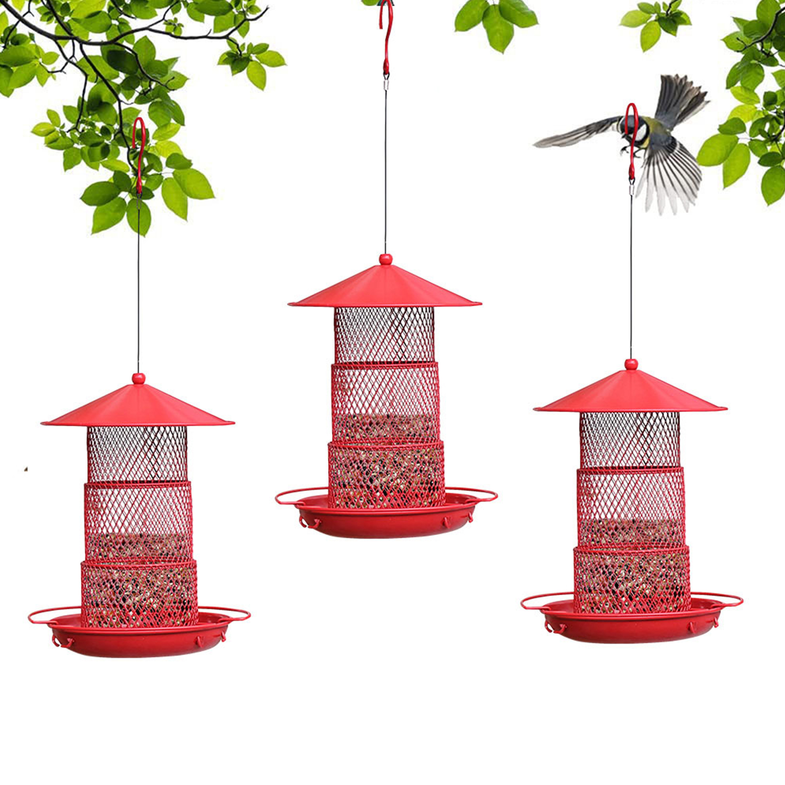 harmtty Outdoor Bird Feeder 3 Tier Retractable Large Capacity Bottom