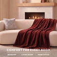 thumbnail image 5 of Sunbeam Heated Maroon Throw with Channeled Faux Fur and 4 Heat Settings, 50x70 Inch, 5 of 12
